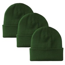 PFFY Unisex Beanie Hats for Men Women Knit Winter One Size Green 3 3 Packs