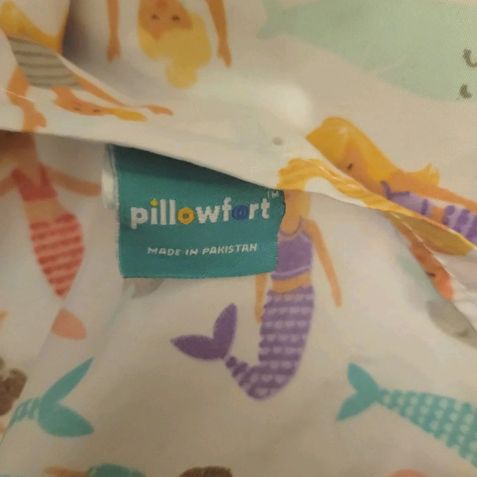 Pillowfort 魔法美人鱼主题女孩五颜六色的双床单 — 第 2/4 张图片