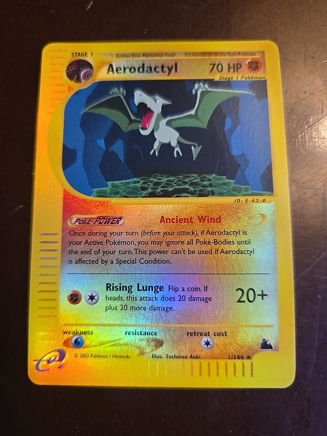 Pokemon Card - Aerodactyl Skyridge 1/144. Near Mint