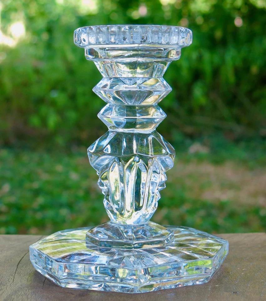 BOUGEOIR en VERRE, ancien bougeoir en verre, en cristal, joli bougeoir ancien . - Photo 1/4