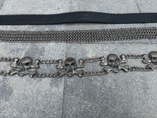 VINTAGE LOT 3 LEATHER METAL CHAIN STEVE MADDEN BELTS JUNIOR SKULL