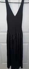 ZARA Woman Contrast Midi Dress ZW Collection V-Neck Wide Strap XS 8203/417