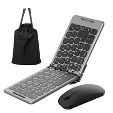 Folding & Foldable Bluetooth with Wireless Keyboard and Mouse Combo for 