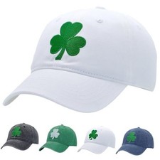 Clover Baseball Cap - M/L/XL/XXL, Ireland Irish Medium-Large White/Clover Logo