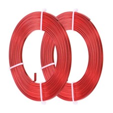 2-Pack 3mm Wide x 16.4ft/5m Bendable Flat Aluminum Wire Bright Red