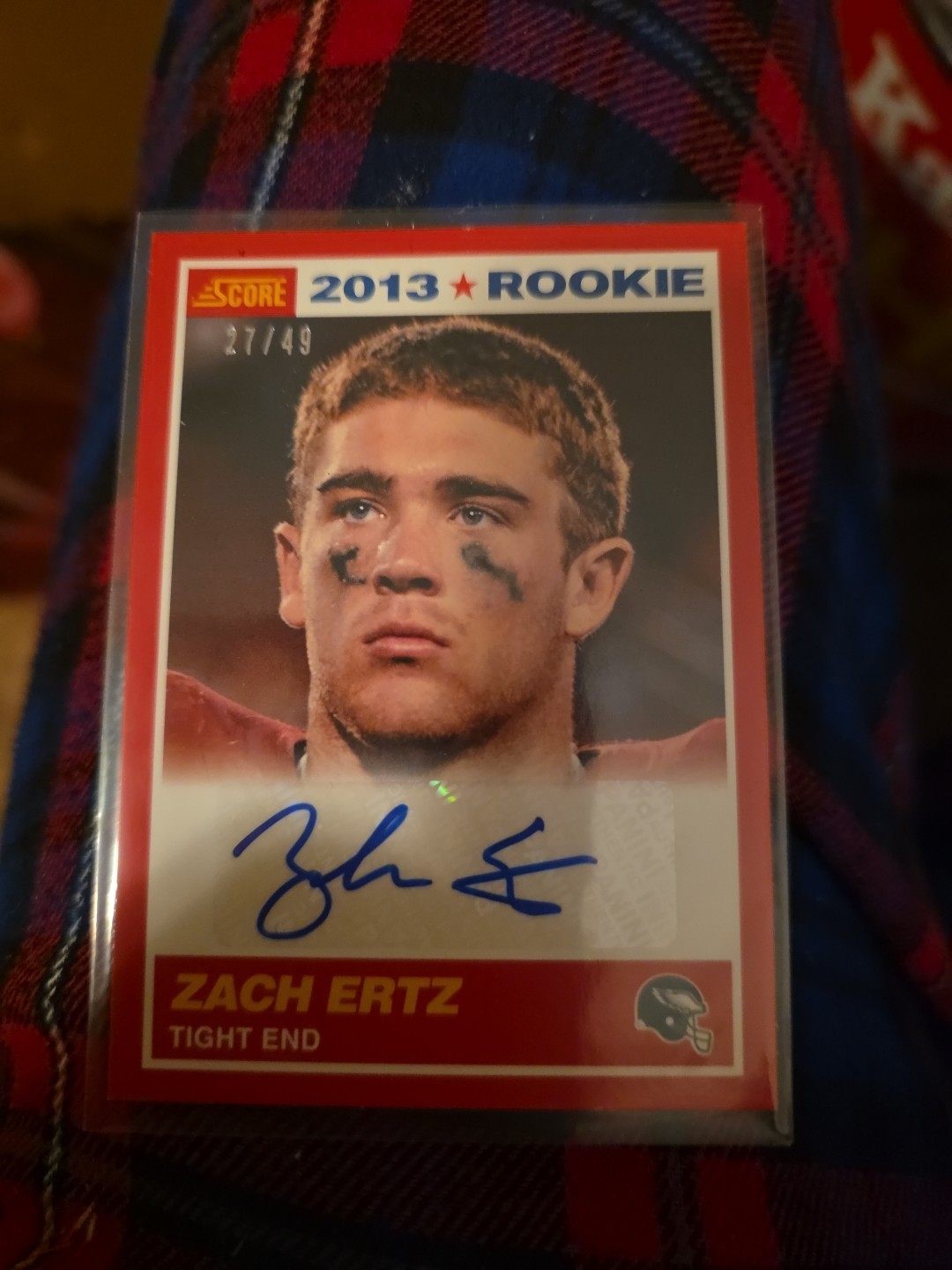 Zach Ertz Panini Score #439 Autograph Red