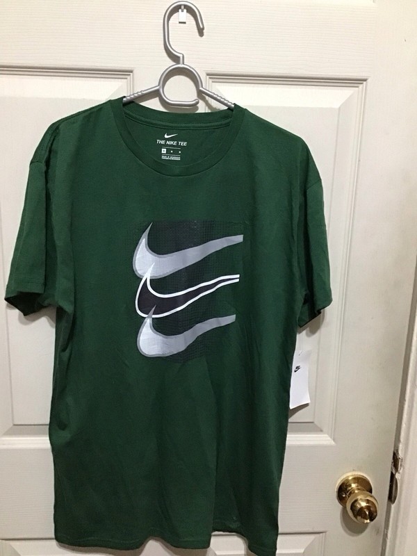 Nike Shirt Mens Medium Pine Green Triple Swoosh Sportswear Cotton New Tee 65