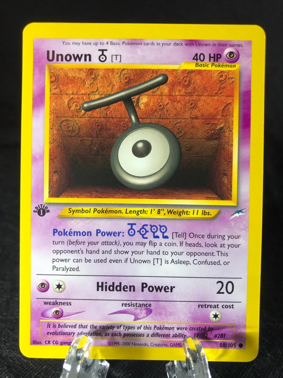 Unown T 88/105 Neo Destiny 1st EDITION Pokémon TCG WotC NM Never Played!