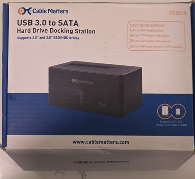 Cable Matters USB 3.0 SATA Docking Station 2.5/3.5in UASP Black 202019