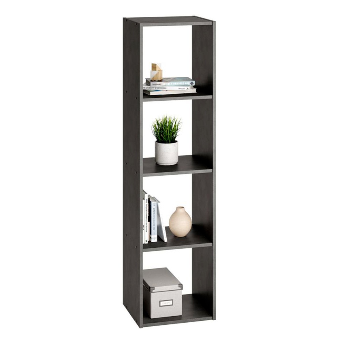 Étagère 4 niveaux Gaman gris foncé 140cm pour stopper le désordre et ranger vos livres