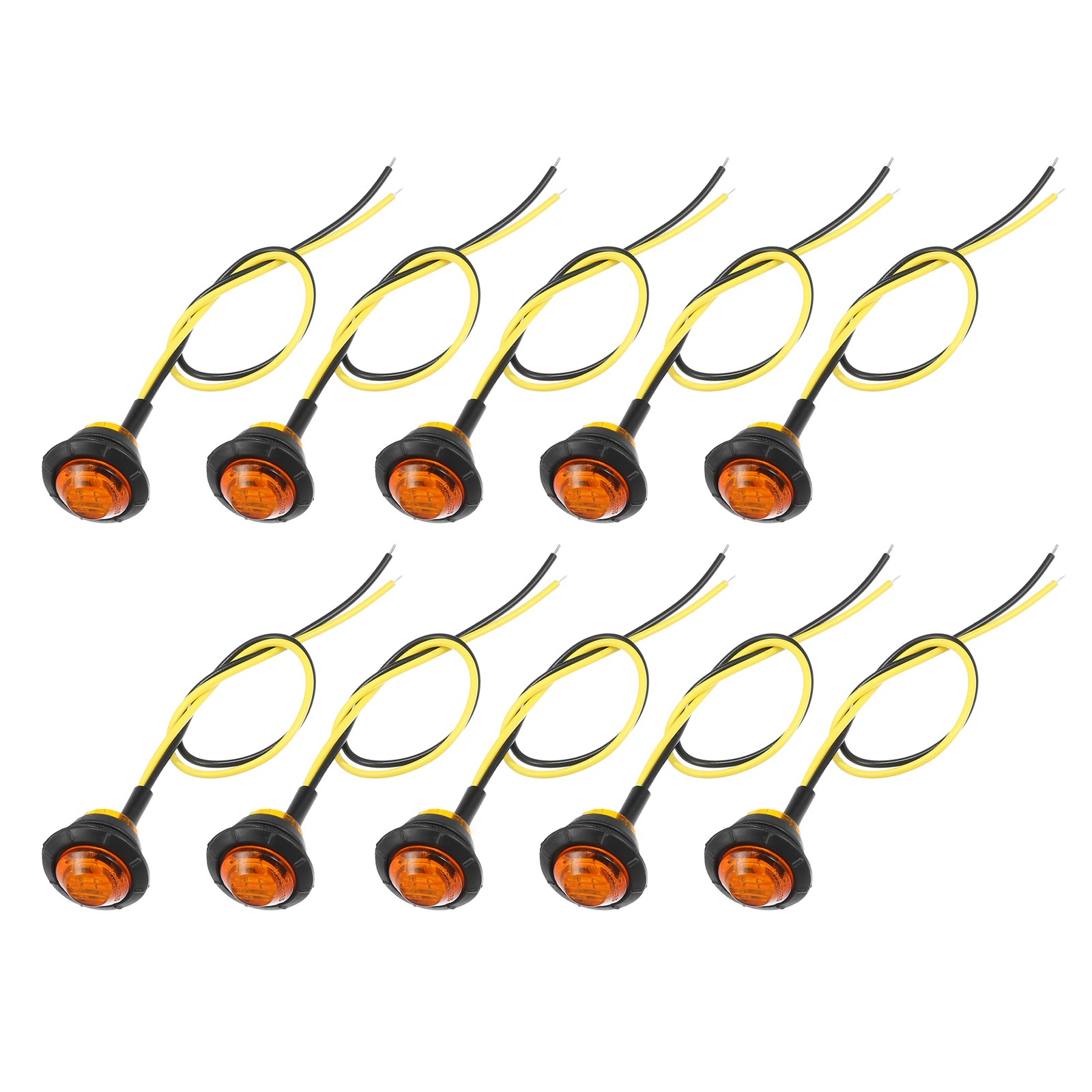 Feux de gabarit LED universels 24V ronds jaunes pour remorques et camions lot de 10