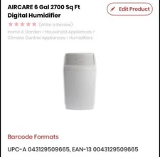 Brand New AIRCARE 6 Gal Humidifier – 2700 Sq Ft 🌬️