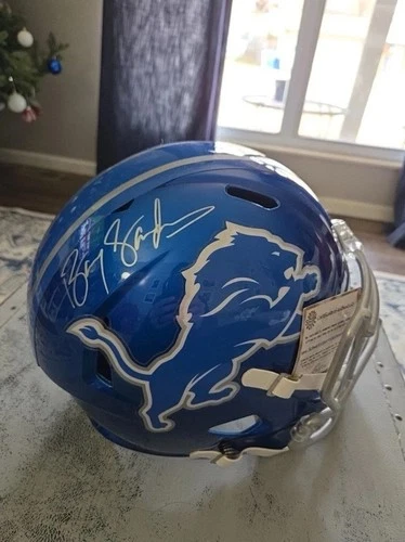 Barry Sanders Signed Detroit Lions Replica Full Size Helmet Schwartz Hologram