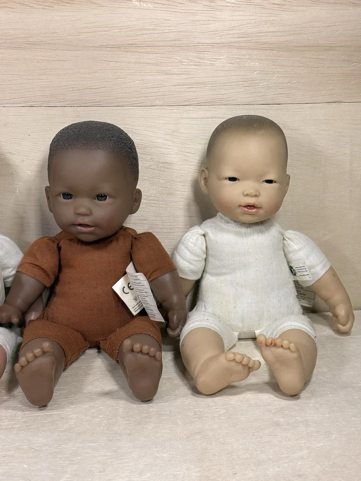 JC Toys Berenguer Doll LOT OF 4 Black, Asian, Hispanic 11” Cloth & Vinyl Dolls - Image 2 of 4