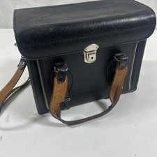 Vintage Mid Century Leather Camera Carrying Case With Green Interior - 11 X 9