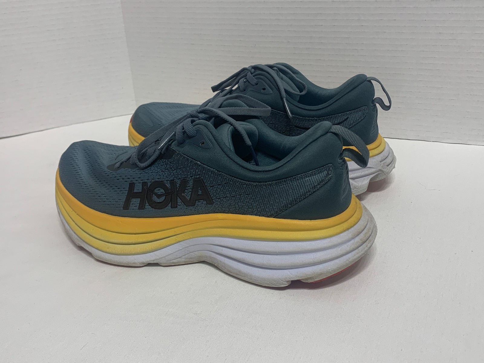 Hoka One One Bondi 8 Shoes Mens Size 8D Gray Yellow Running Sneakers Max Cushion thumbnail 6