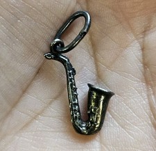 925 Sterling Silver Vintage Saxophone Musical Instrument Charm Pendant