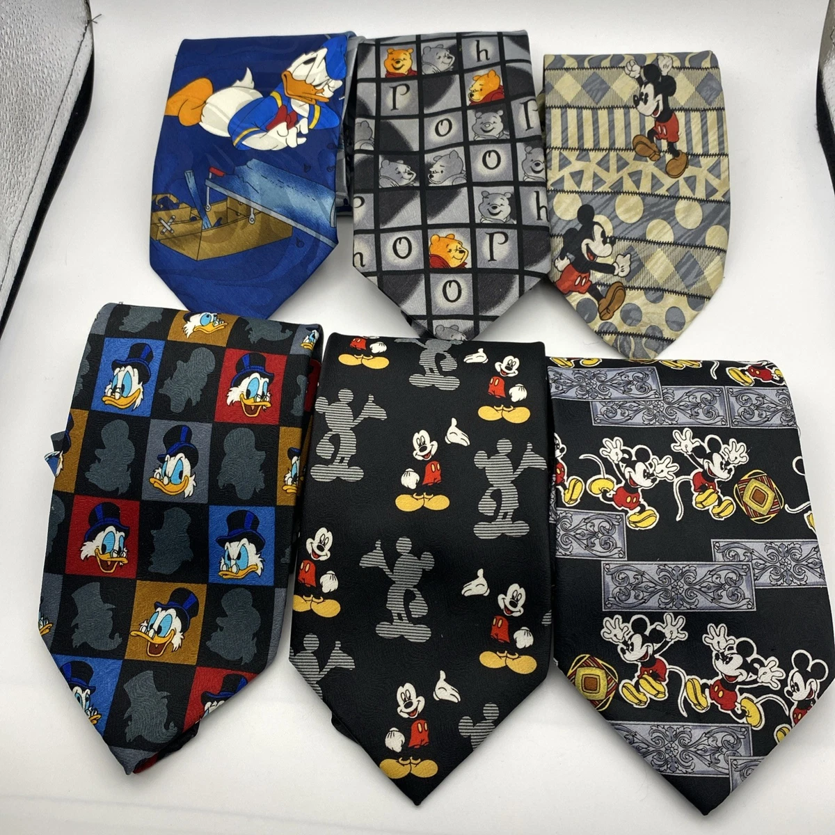 Lot of 6 Novelty Disney Neck Ties Three BNWT, Mickey Mouse, Donald Duck & Pooh