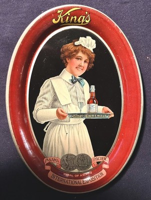  1910 King s Pure Malt Exposition Tip Tray vintage sign