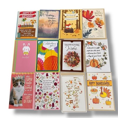 (Lot of 12) Hallmark Greeting Cards Birthday Thanksgiving Congrats & More w/Env