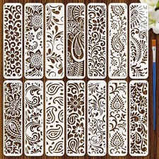 14PCS Paisley Stencils 3x11.8 Inch Vintage Paisley Floral Paisley Style