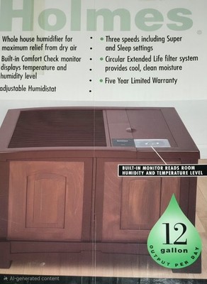 Holmes Whole House Humidifier 12 Gallon Output Easy-Fill Wheels HM3800 Runs Well