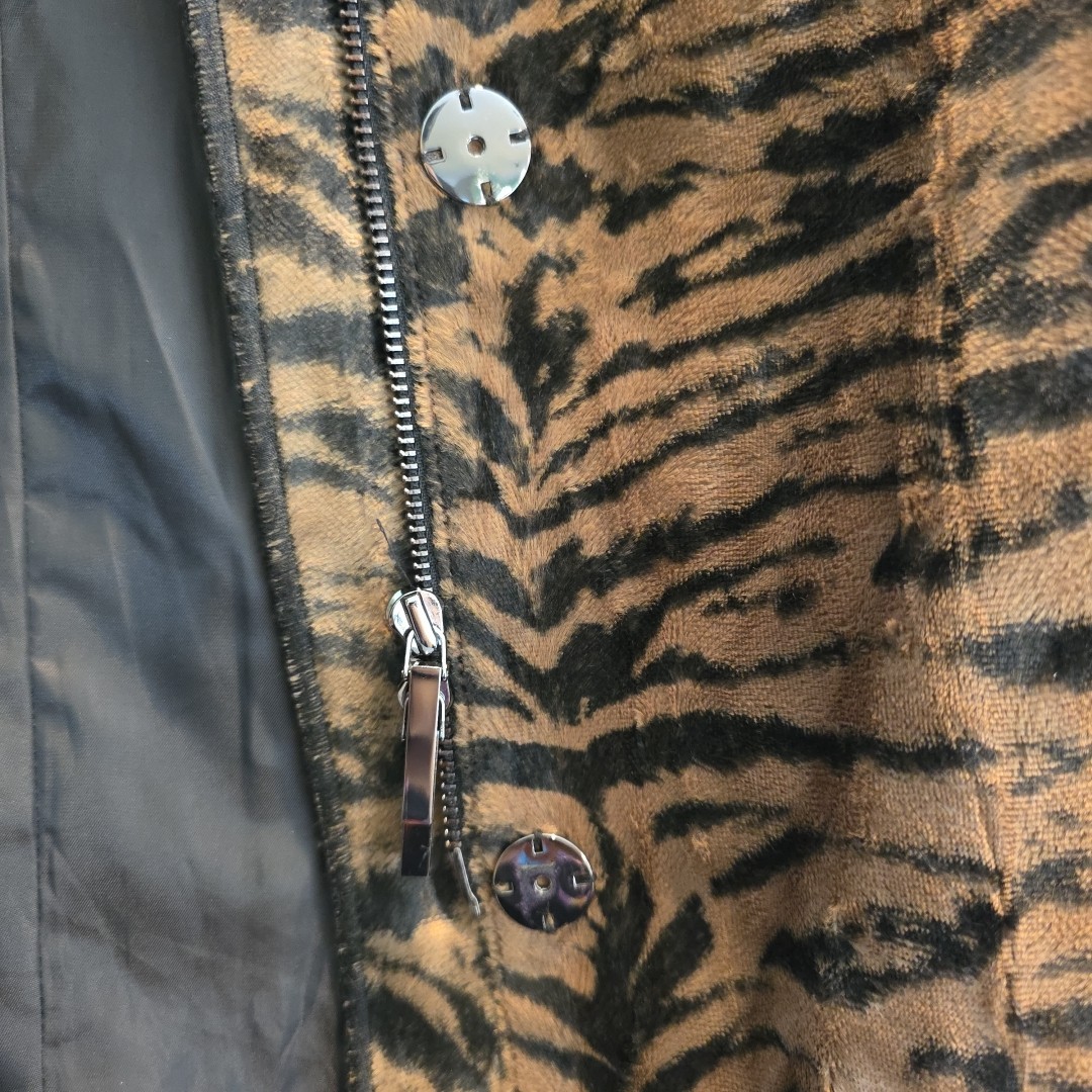 Worth New York Size P 2 /2P Petite Faux Fur Long Line Midi Trench Coat Animal