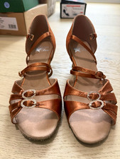 Tan UK 6. Latin 2  Heels. Ballroom Latin Rhythm Dance Shoes. Adjustable wide.