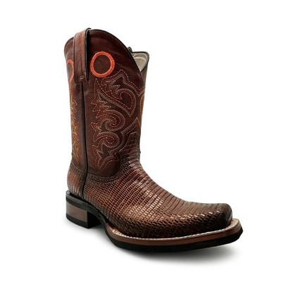 The Western Shops Men Genuine Leather Lizard Print Square Toe Dress Cowboy Boot
