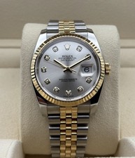 Rolex Datejust 36mm Silver Diamond Dot Dial Ref: 116233 Full Set Jubilee