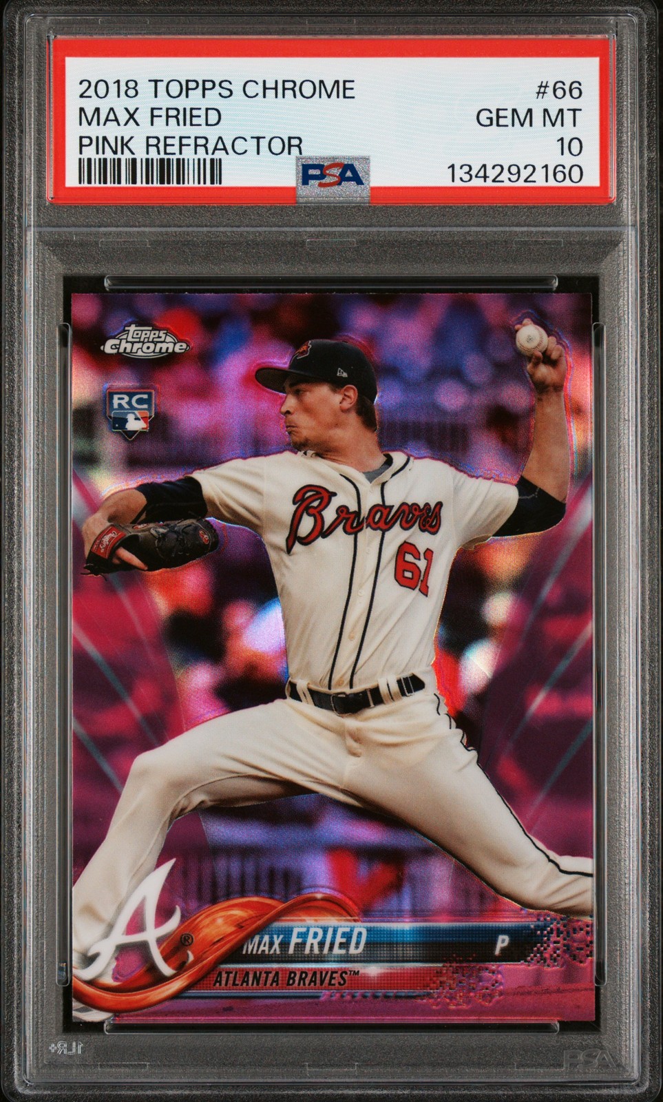 2018 TOPPS CHROME PINK REFRACTOR #66 MAX FRIED ROOKIE RC PSA 10
