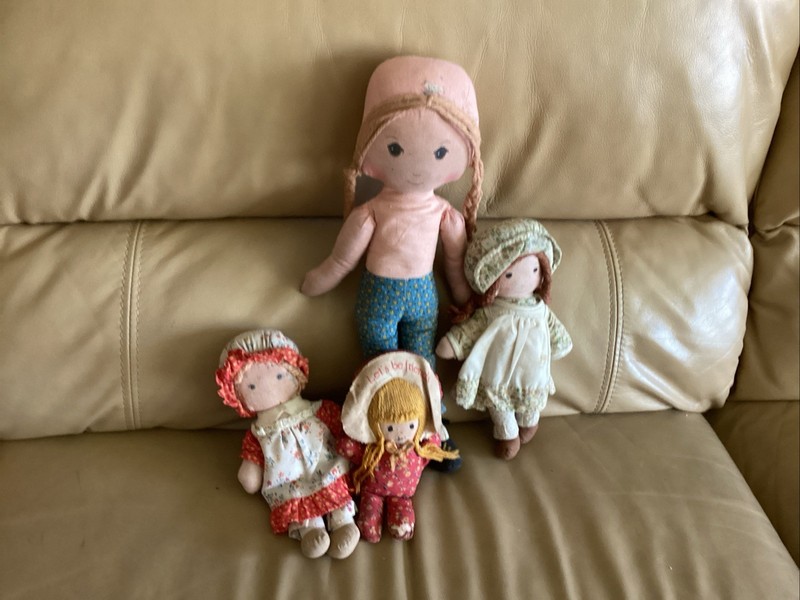 1970s Holly Hobbie Rag & Cloth Girl Doll Lot Of 4