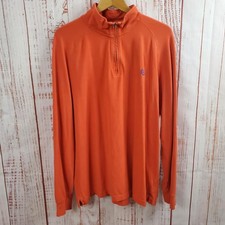 Chaps Pullover Mens XL Orange Stretch Quarter Zip Long Sleeve Casual Crest Logo