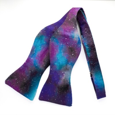 NEW HANDMADE galaxy SELF TIE bow tie adult men blue purple nerd geek scientist