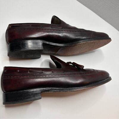 Allen Edmonds Berwick Men\'s 9.5 D Burgundy Leather Slip On Tassel Loafer Shoes s-l400.jpg main image 2
