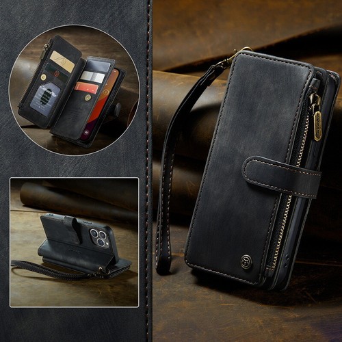 For iPhone 16 15 Pro Max Plus 14 13 12 11 Leather Wallet Zipper Flip Case Cover - Picture 12 of 16