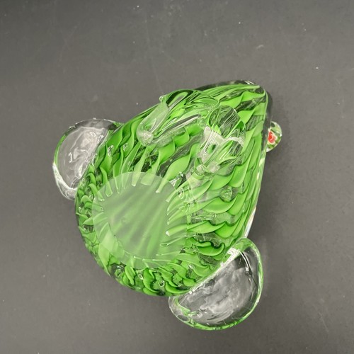 Art Glass Green Ribbon Frog Paperweight - Millefiori Eyes - Picture 7 of 8