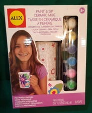 Alex Paint & Sip Ceramic Mug Kids Arts & Crafts 8pcs Activity Kit Ages 8+ NEW