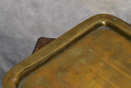 RRR 19° Vassoio Samovar Antico Buco Serraccia dettaglio Varsavia Accessori Ottone - Foto 4 di 17