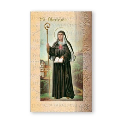 Saint St. Gertrude - Biography, prayer, Feast Day, etc... Folder Card