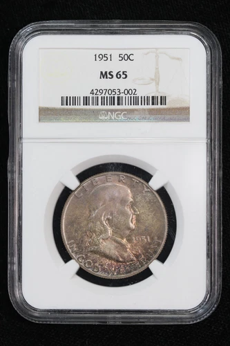 1951 Franklin Half Dollar TONED NGC MS65 30OJ
