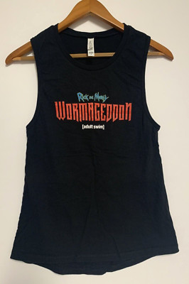 Rick and Morty Wormageddon Womens Tank Top Shirt Black Size S AduLt Swim