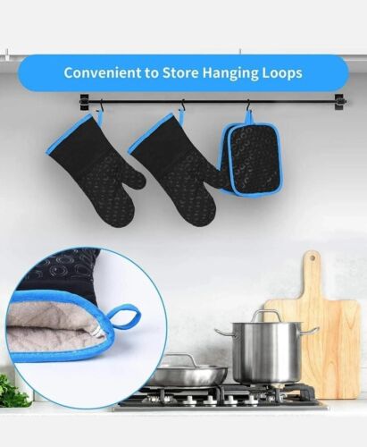 HÜBSCH SEE Ofenhandschuhe und Topflappen 4er Set Hitzebeständig 500 Grad, 2... - Bild 3 von 7