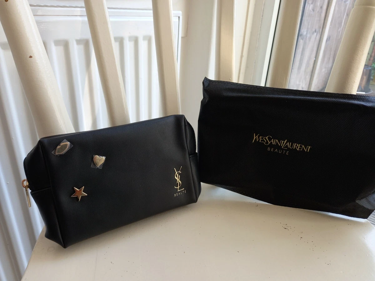 YSL Beaute Prestige Black Pouch / Make up Bag - Gold Zip (BA