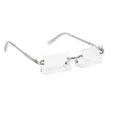 Men's Luxury Clear Tint Lens Square Silver Frame Fashion Rectangle Sunglasses