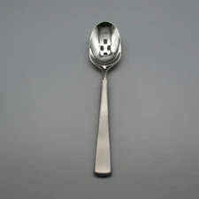Oneida Stainless Flatware SATIN SAXON  - Slotted Serving Spoon Made in  the USA