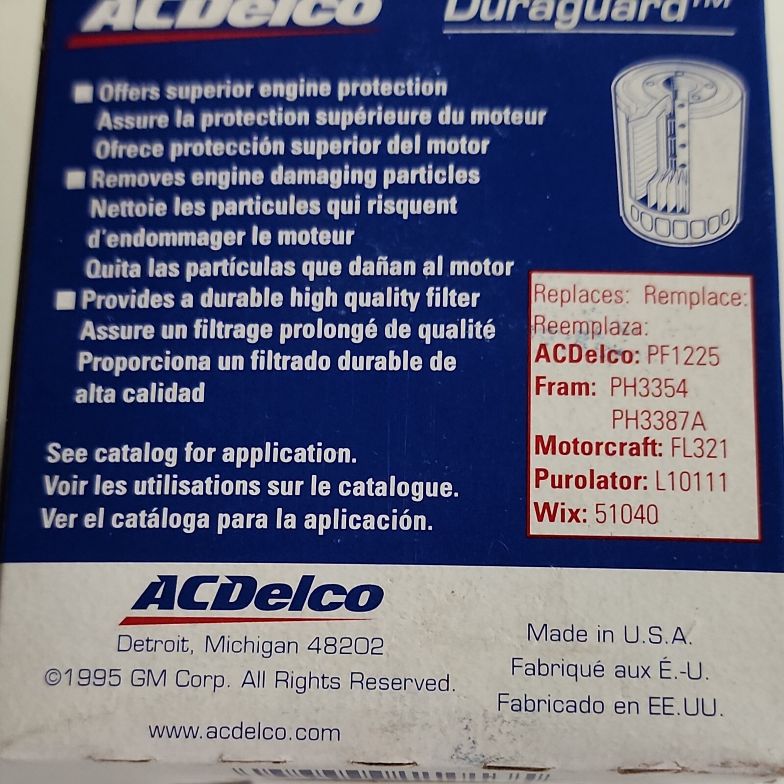 ACDelco Duraguard Oil Filter PF47  25010792