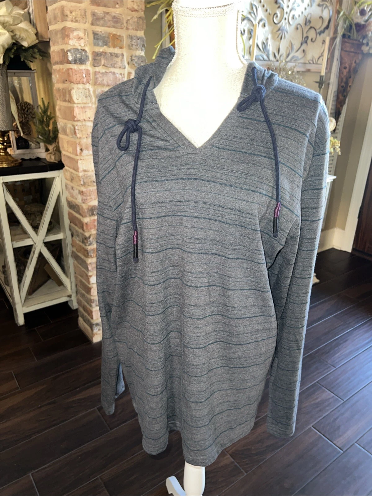American Rag Cie Men’s Dark Gray Blue Striped Pullover Hoodie Top Cotton Size XL
Opens in a new wind