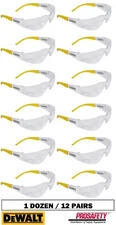 12- DeWalt CLEAR LENS Protective Shooting Safety Glasses ANSI Z87+ Work Eyewear