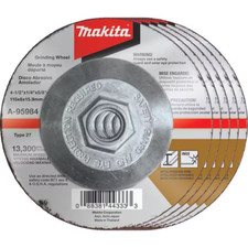 4-1/2 In. X 1/4 In. X 5/8 In. 36-Grit INOX Grinding Wheel 5-Pack for Use with